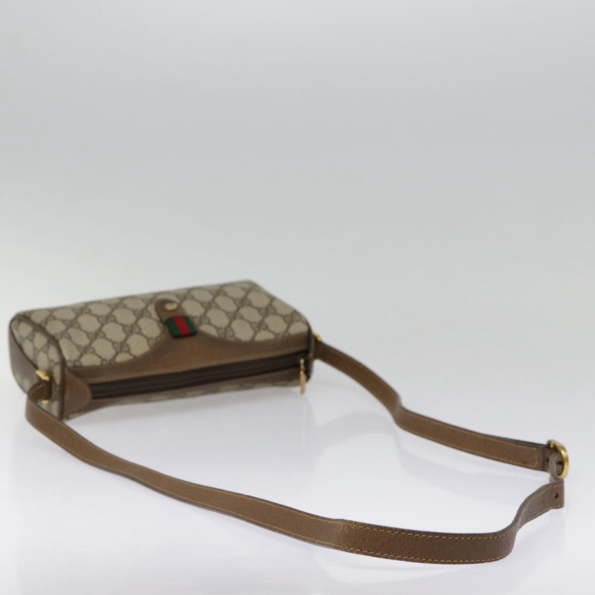 GUCCI GG Supreme Web Sherry Line Shoulder Bag PVC Beige 89 02 032 89030