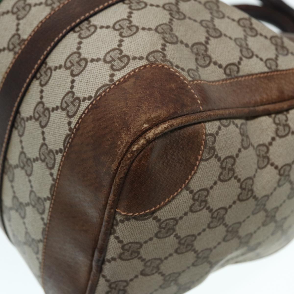 GUCCI GG Supreme Hand Bag PVC Leather Beige Gold 89032