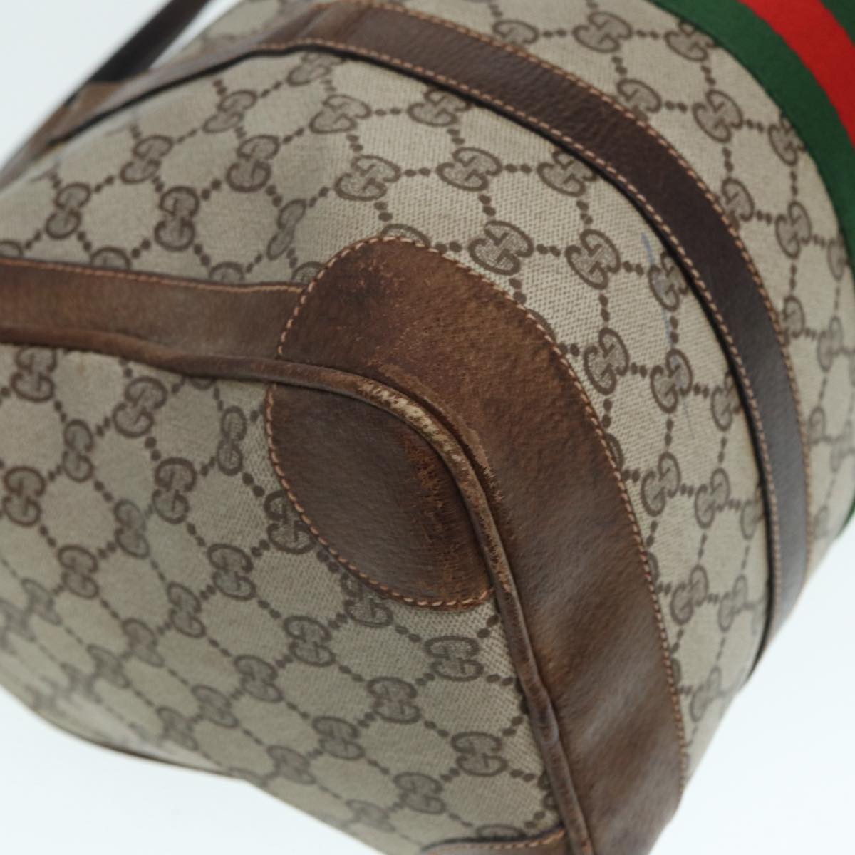 GUCCI GG Supreme Hand Bag PVC Leather Beige Gold 89032