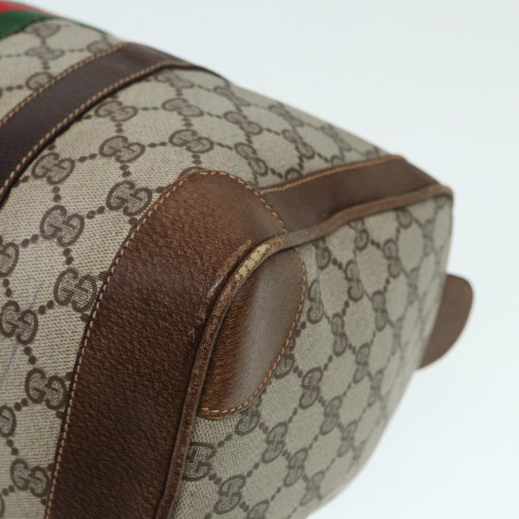 GUCCI GG Supreme Hand Bag PVC Leather Beige Gold 89032