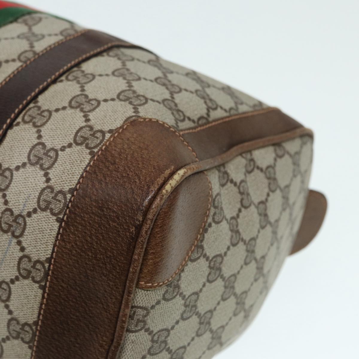 GUCCI GG Supreme Hand Bag PVC Leather Beige Gold 89032