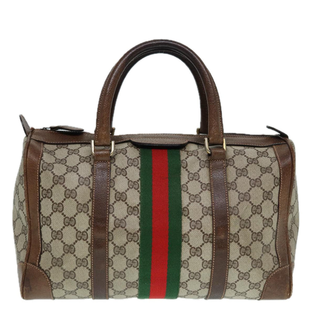 GUCCI GG Supreme Hand Bag PVC Leather Beige Gold 89032
