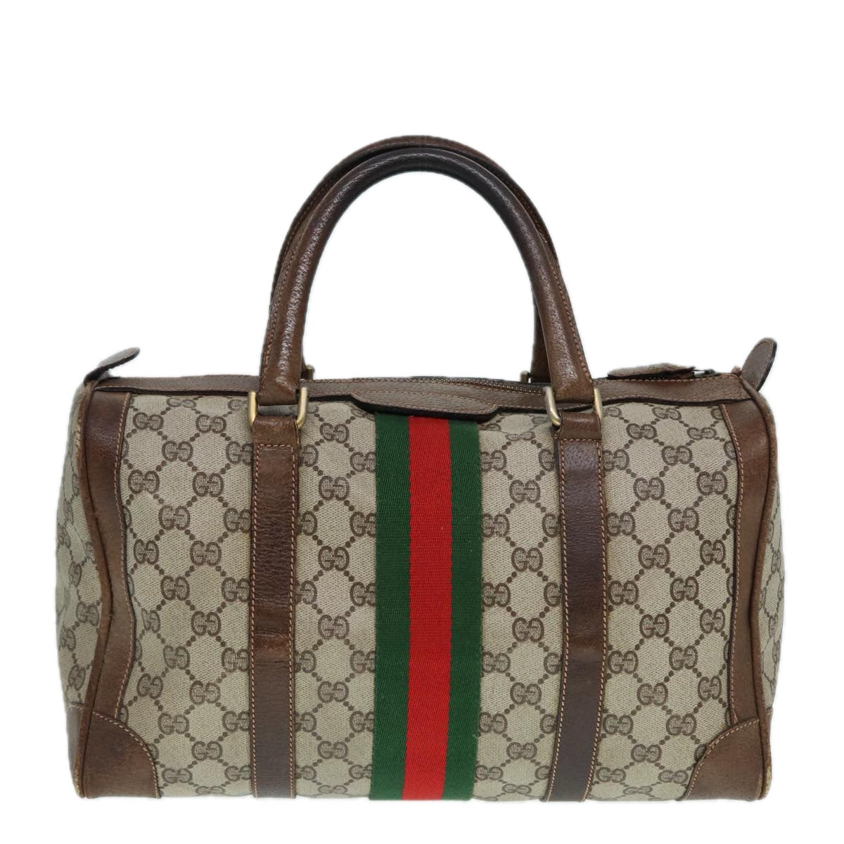 GUCCI GG Supreme Hand Bag PVC Leather Beige Gold 89032