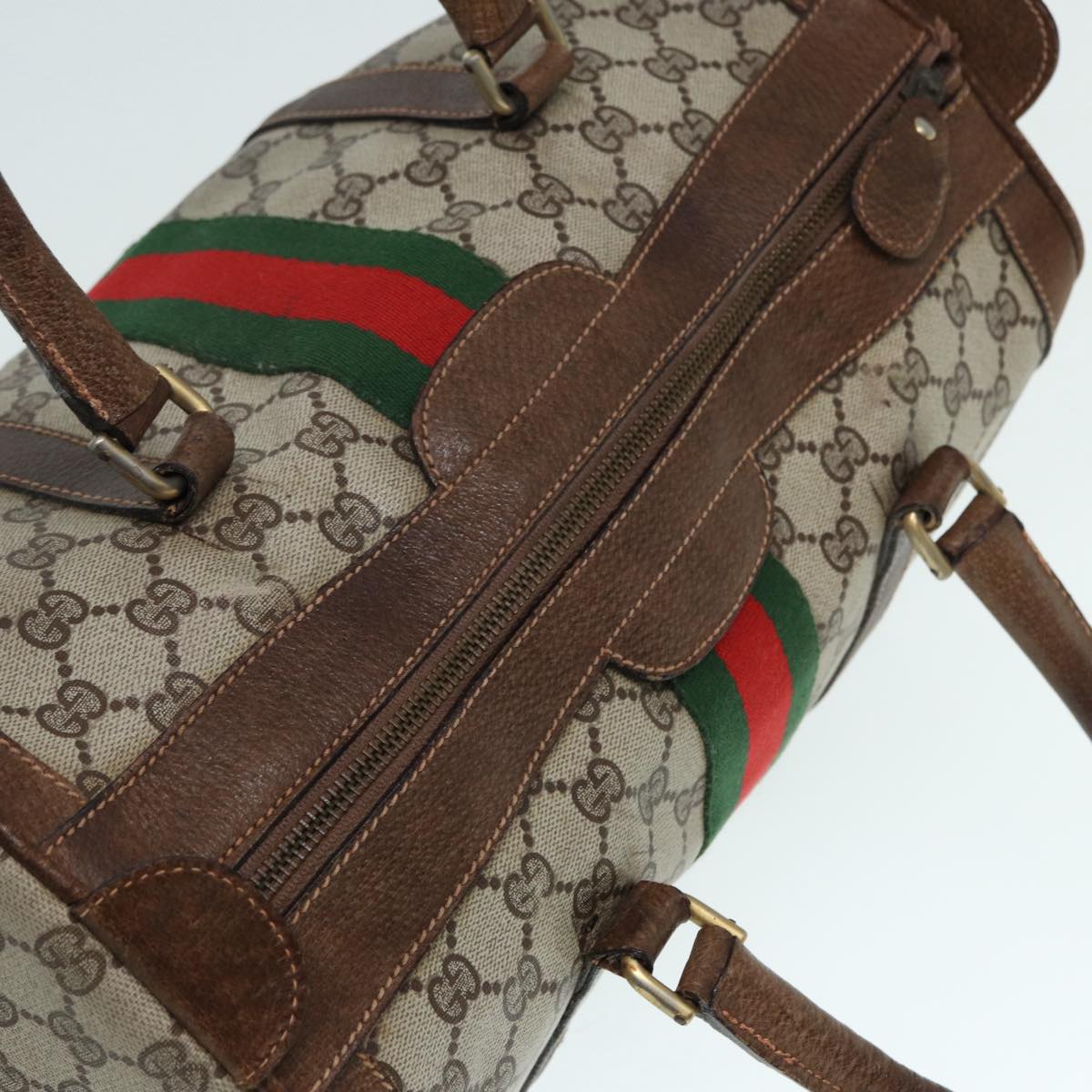GUCCI GG Supreme Hand Bag PVC Leather Beige Gold 89032