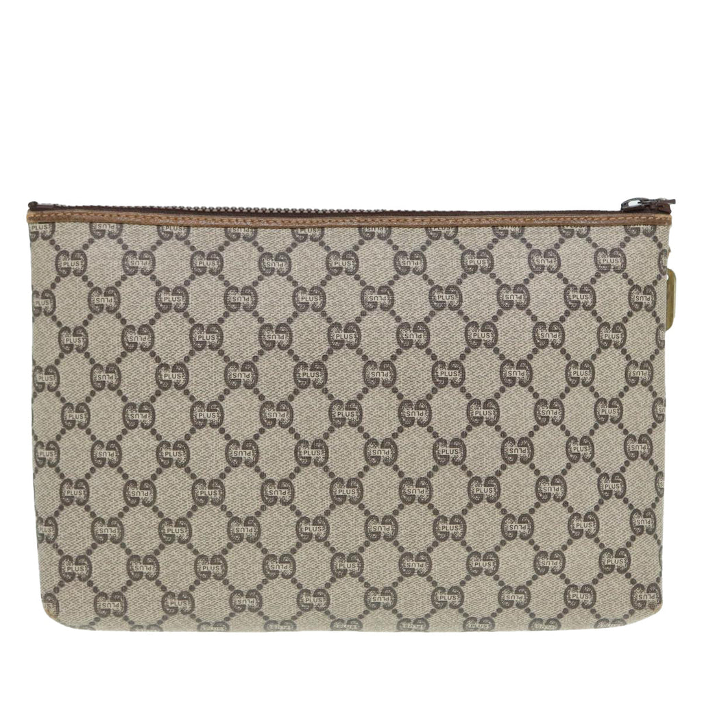 GUCCI GG Plus Supreme Clutch Bag PVC Beige 89034