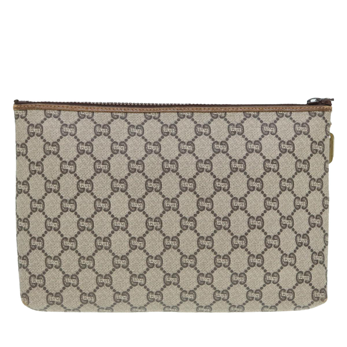 GUCCI GG Plus Supreme Clutch Bag PVC Beige 89034