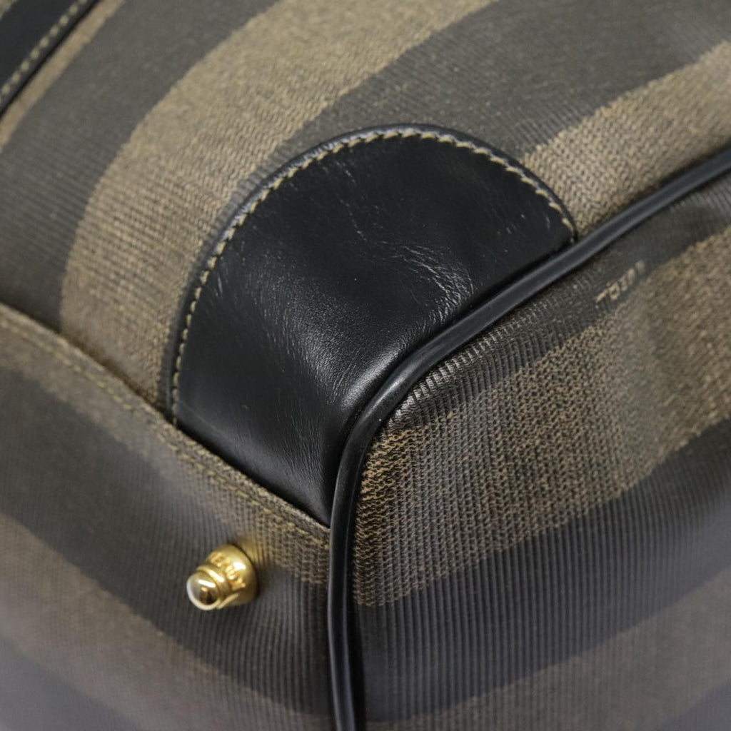 FENDI Pecan Canvas Boston Bag Brown Black gold 89050