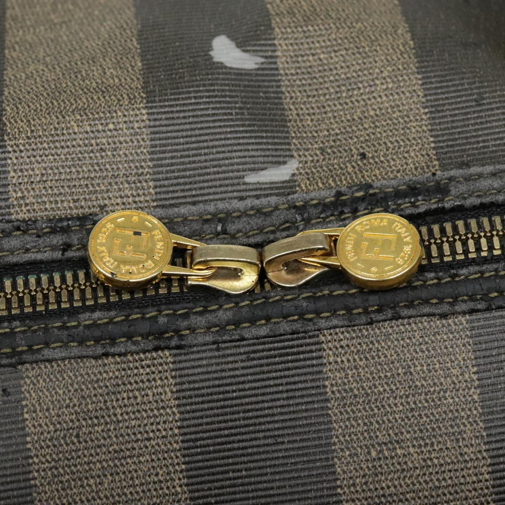 FENDI Pecan Canvas Boston Bag Brown Black gold 89050