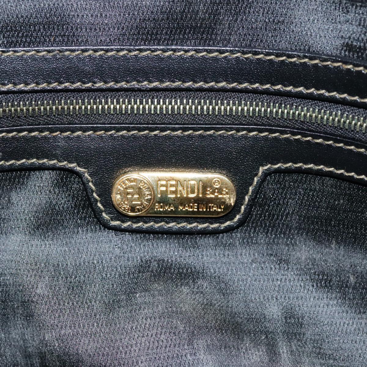 FENDI Pecan Canvas Boston Bag Brown Black gold 89050