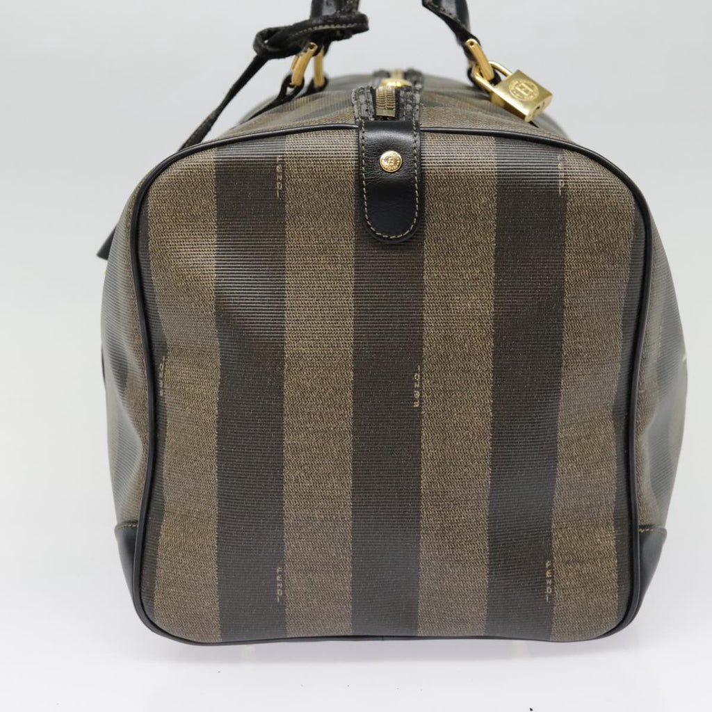 FENDI Pecan Canvas Boston Bag Brown Black gold 89050