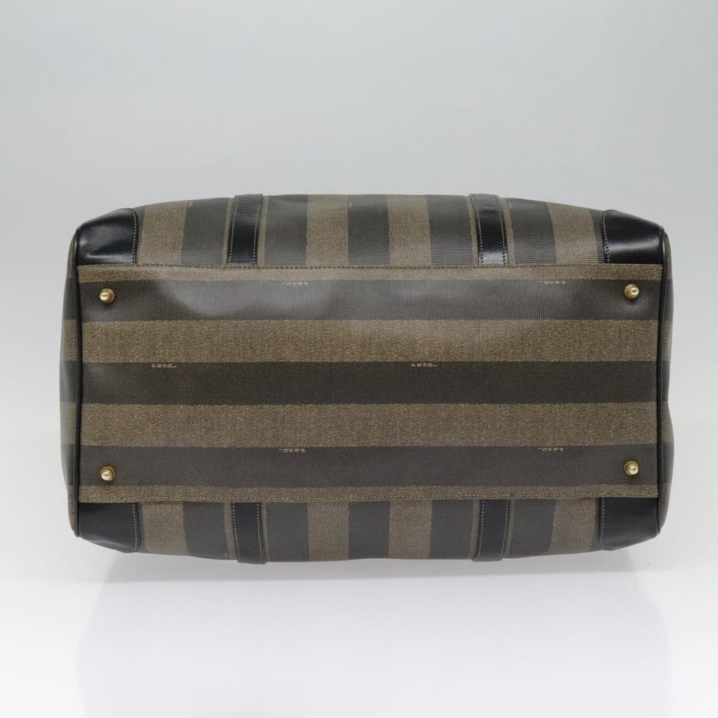 FENDI Pecan Canvas Boston Bag Brown Black gold 89050