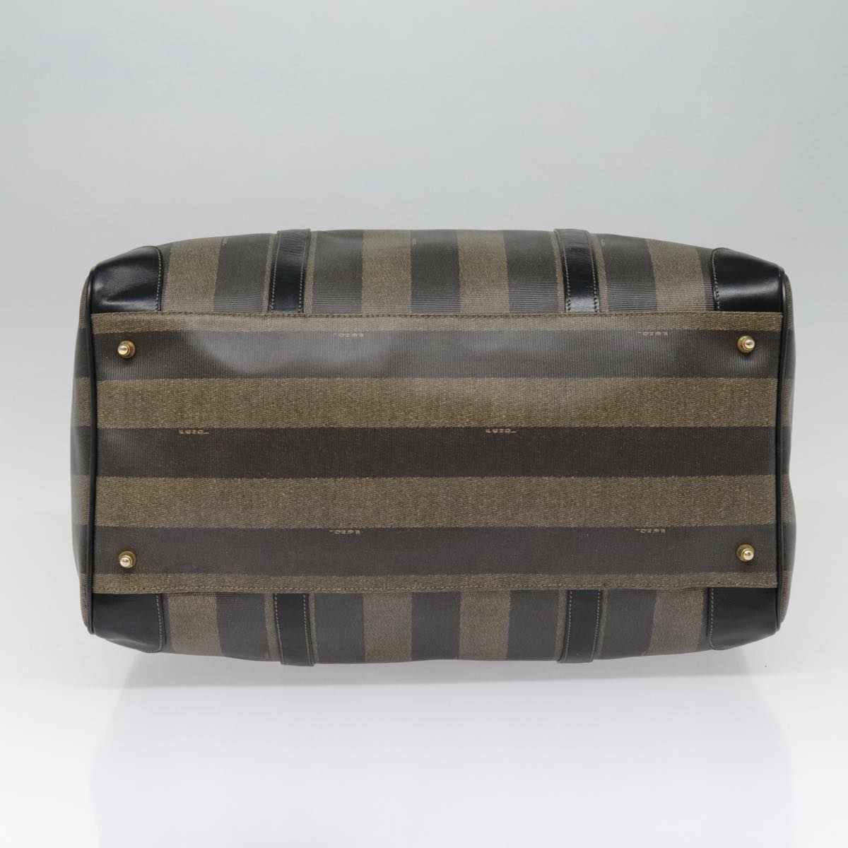 FENDI Pecan Canvas Boston Bag Brown Black gold 89050