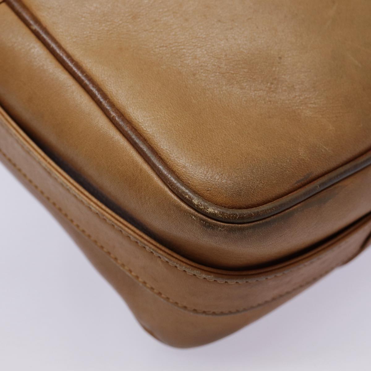 GUCCI Shoulder Bag Leather Brown Gold 89053