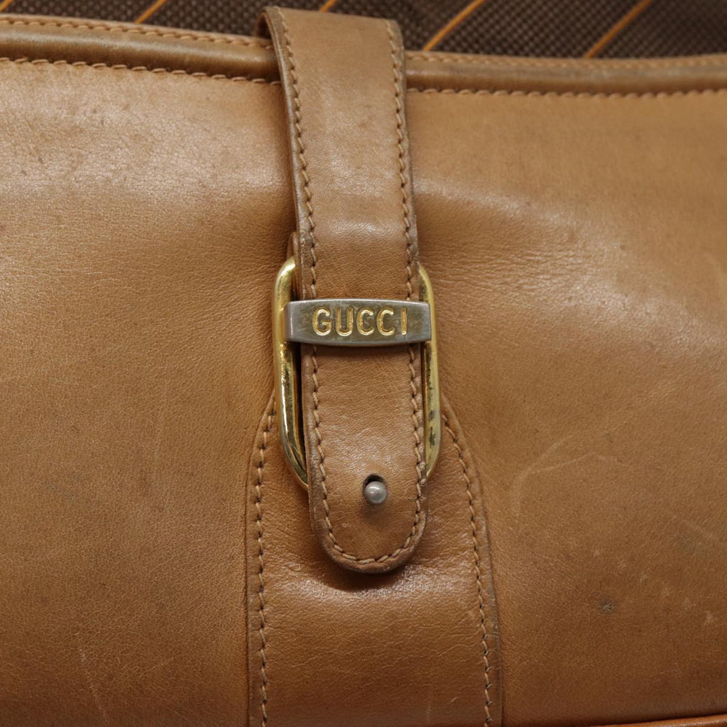 GUCCI Shoulder Bag Leather Brown Gold 89053