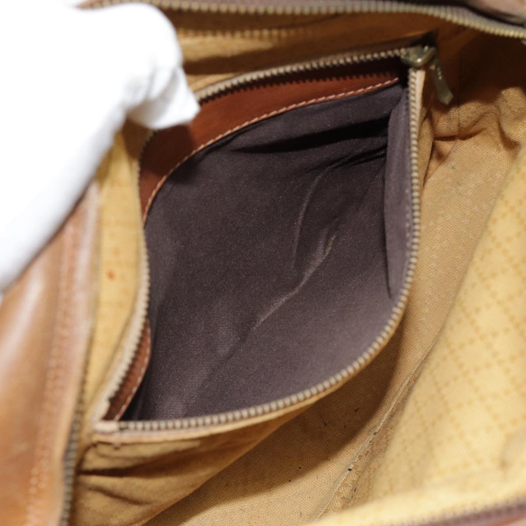 GUCCI Shoulder Bag Leather Brown Gold 89053