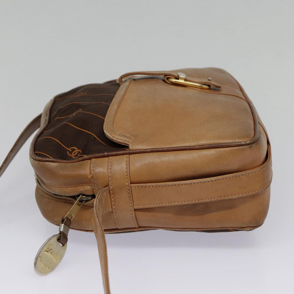 GUCCI Shoulder Bag Leather Brown Gold 89053