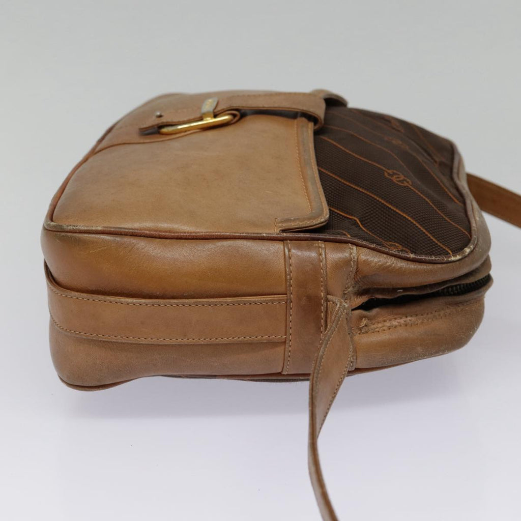 GUCCI Shoulder Bag Leather Brown Gold 89053