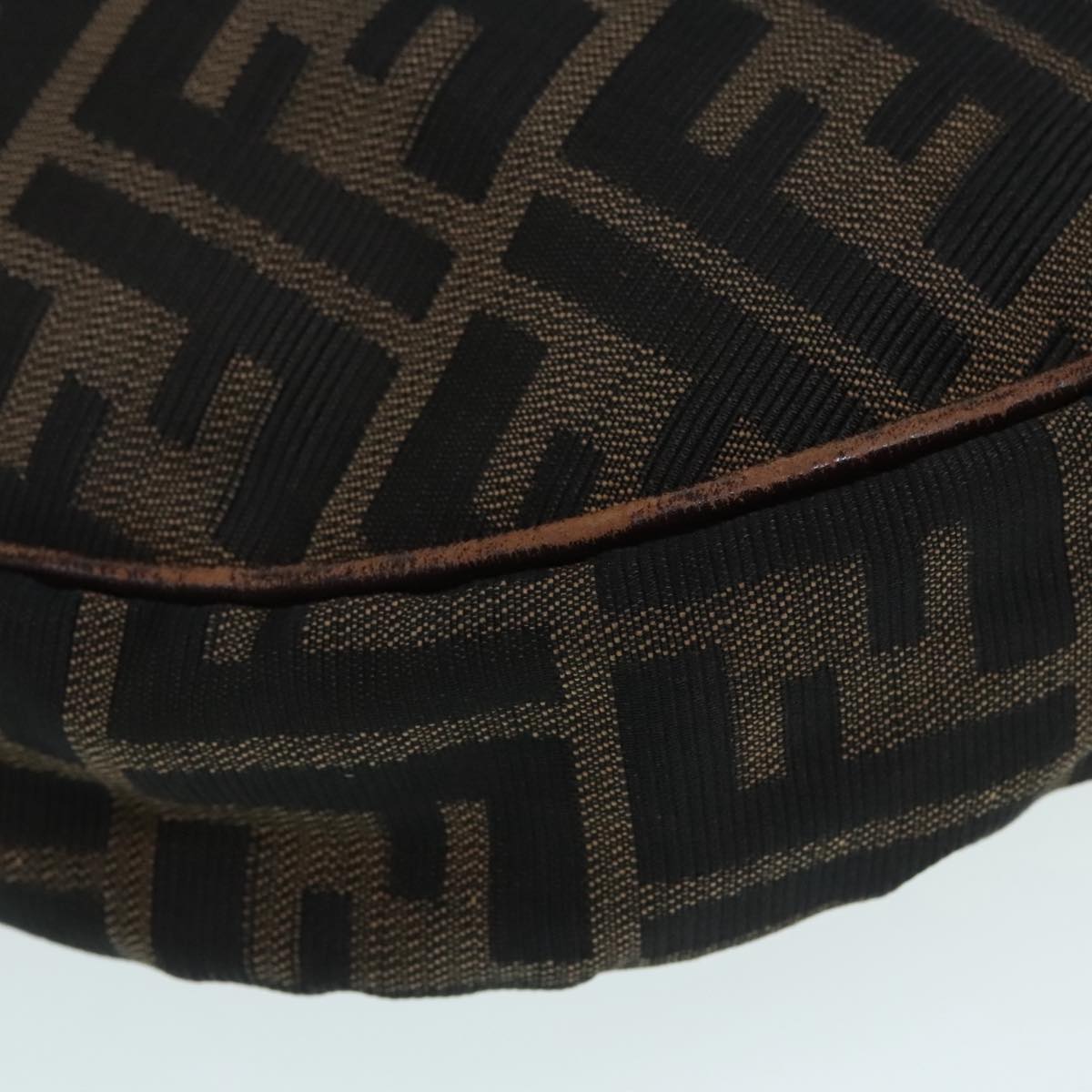 FENDI Zucca Canvas Shoulder Bag Brown Black gold 89097