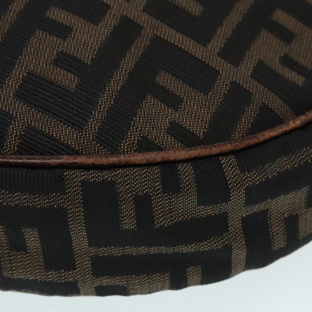 FENDI Zucca Canvas Shoulder Bag Brown Black gold 89097