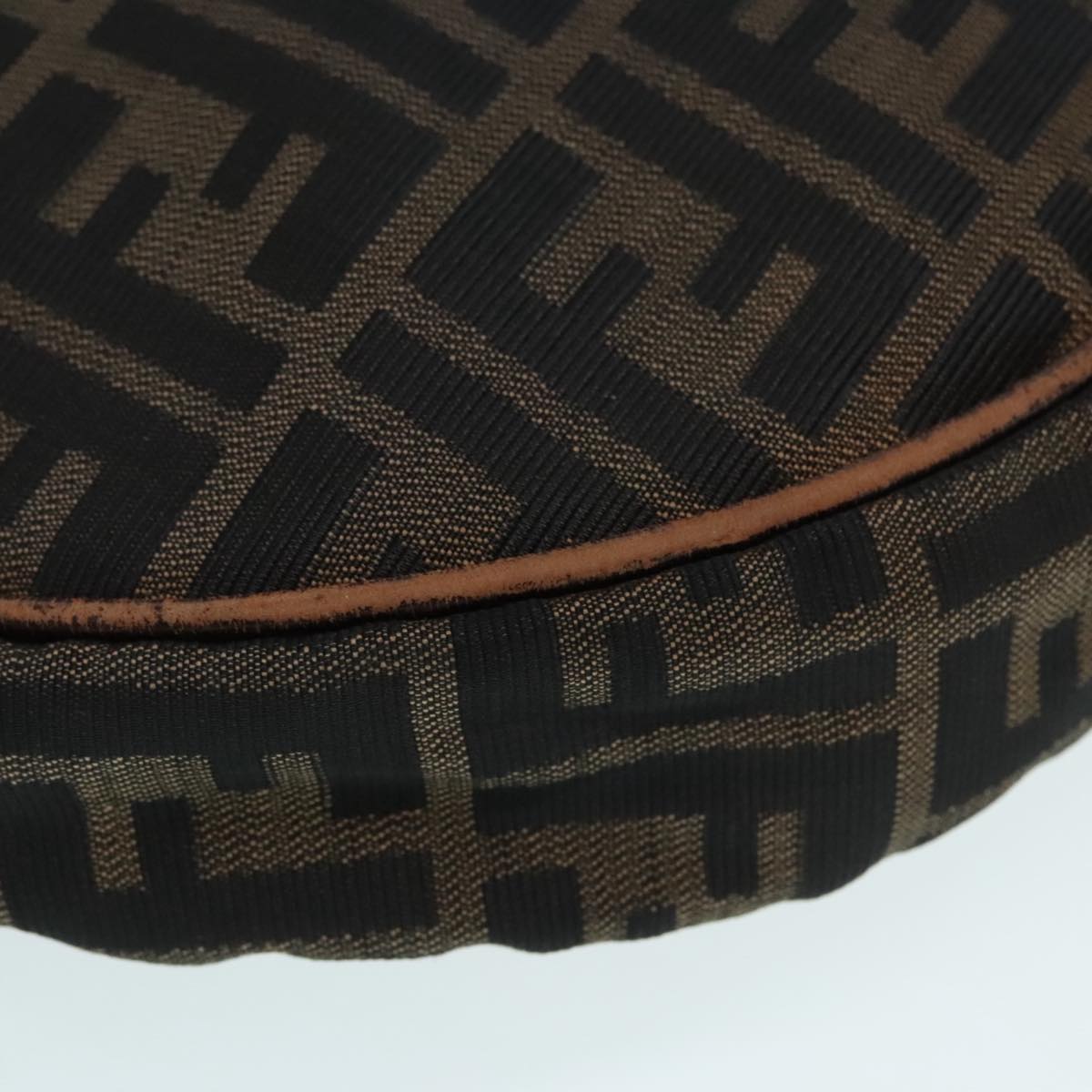 FENDI Zucca Canvas Shoulder Bag Brown Black gold 89097