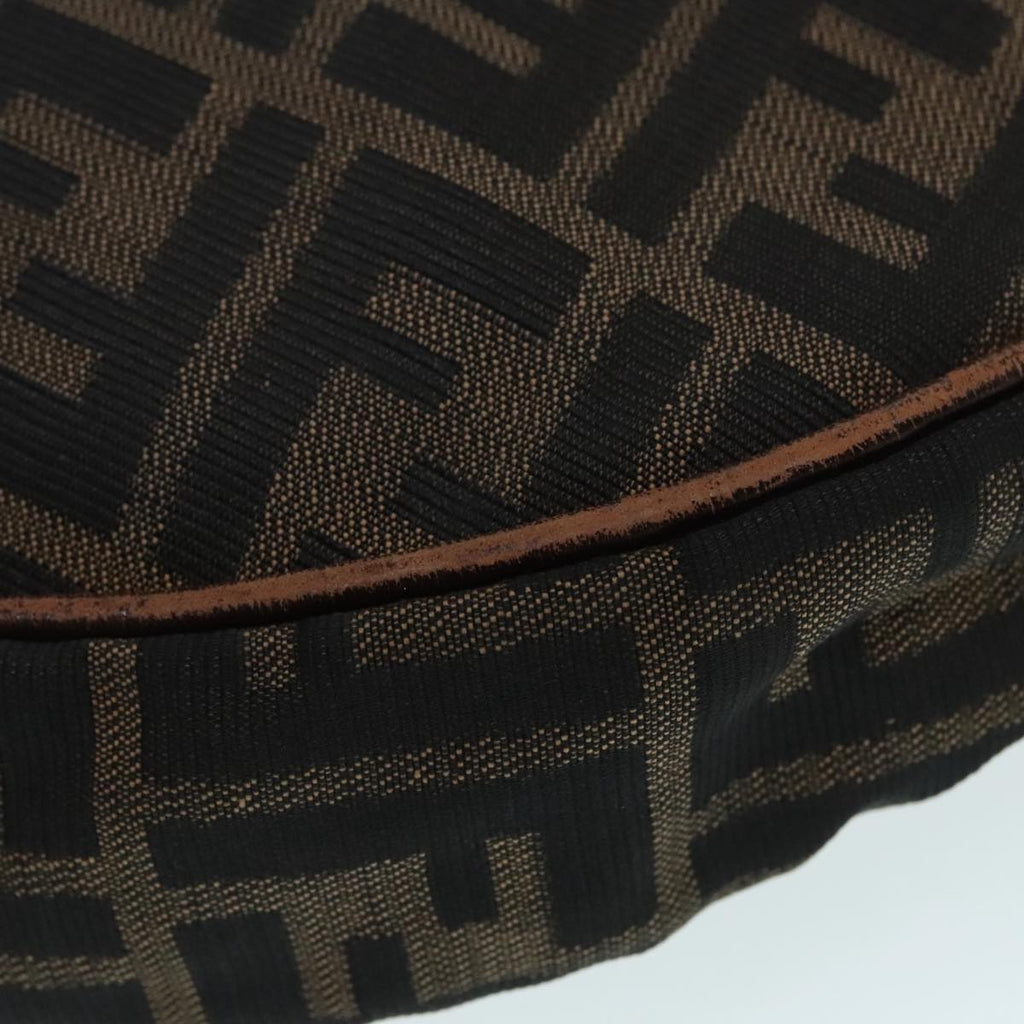 FENDI Zucca Canvas Shoulder Bag Brown Black gold 89097