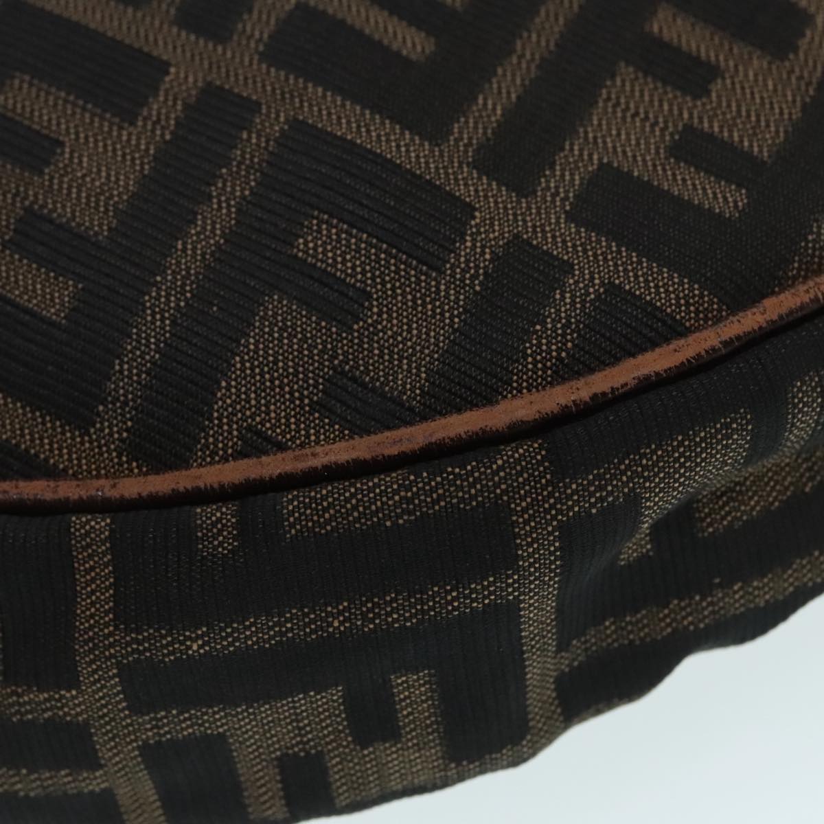 FENDI Zucca Canvas Shoulder Bag Brown Black gold 89097