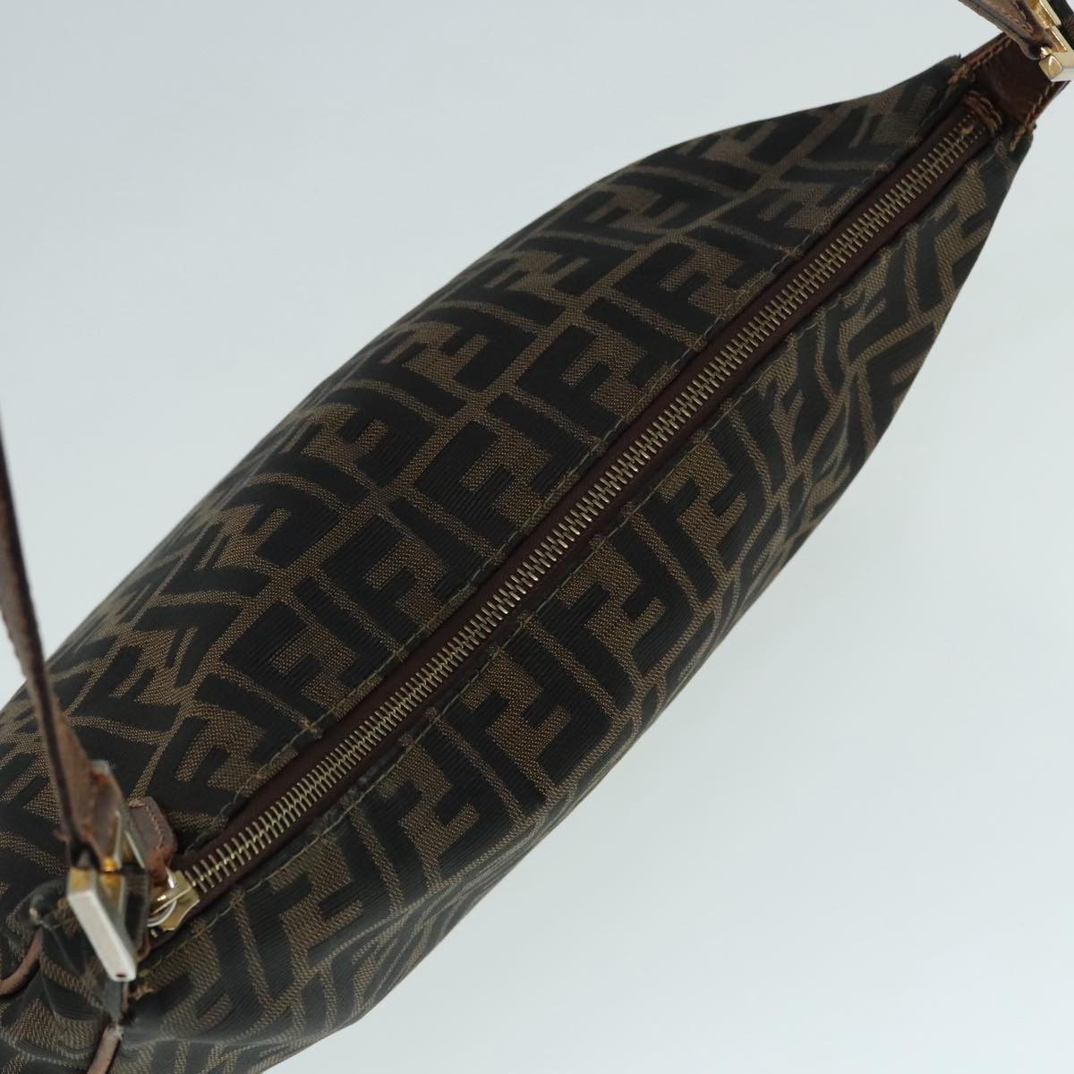 FENDI Zucca Canvas Shoulder Bag Brown Black gold 89097