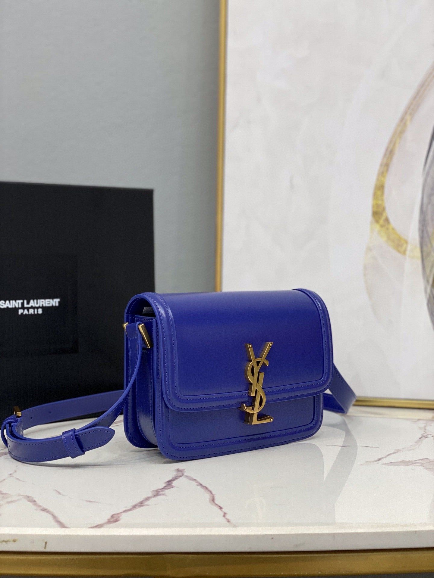 GLAMI Solferino Small Satchel In Box Navy Blue For Women Ã‚Â 7.4in/19cm YSLÃ‚Â 
