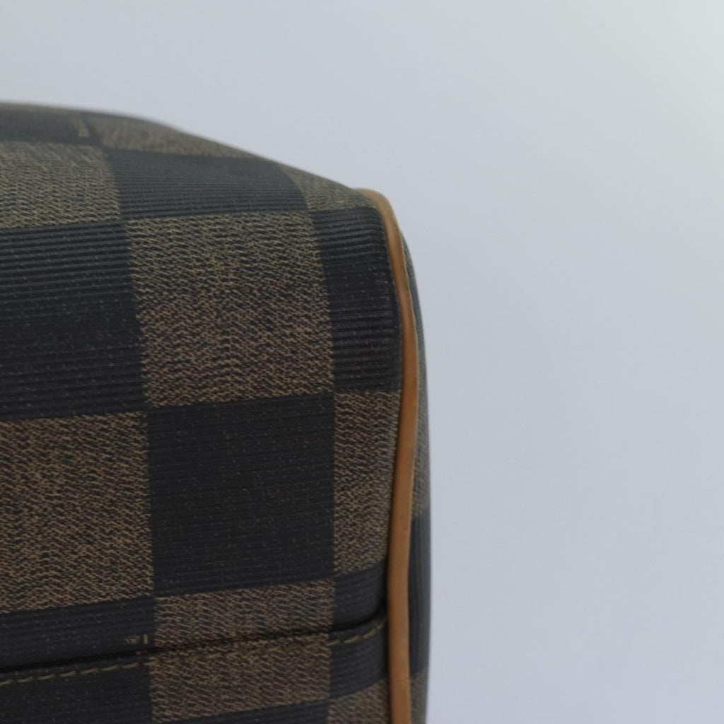 FENDI Pecan Canvas Boston Bag Brown Black gold 89110