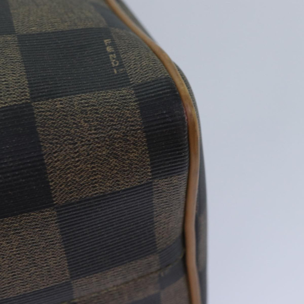 FENDI Pecan Canvas Boston Bag Brown Black gold 89110