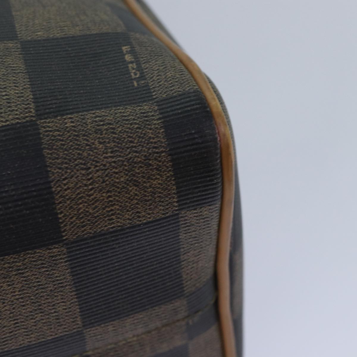 FENDI Pecan Canvas Boston Bag Brown Black gold 89110