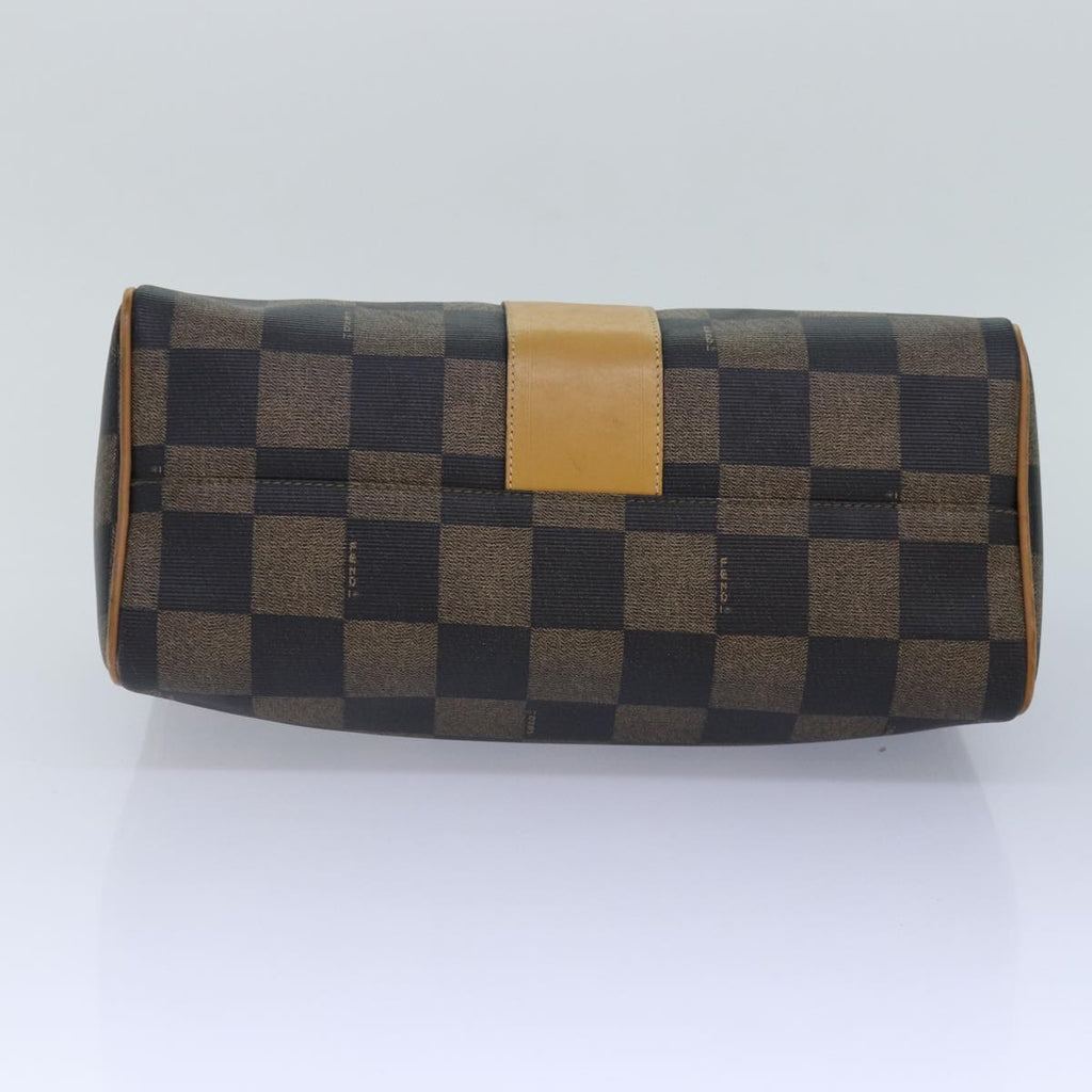 FENDI Pecan Canvas Boston Bag Brown Black gold 89110