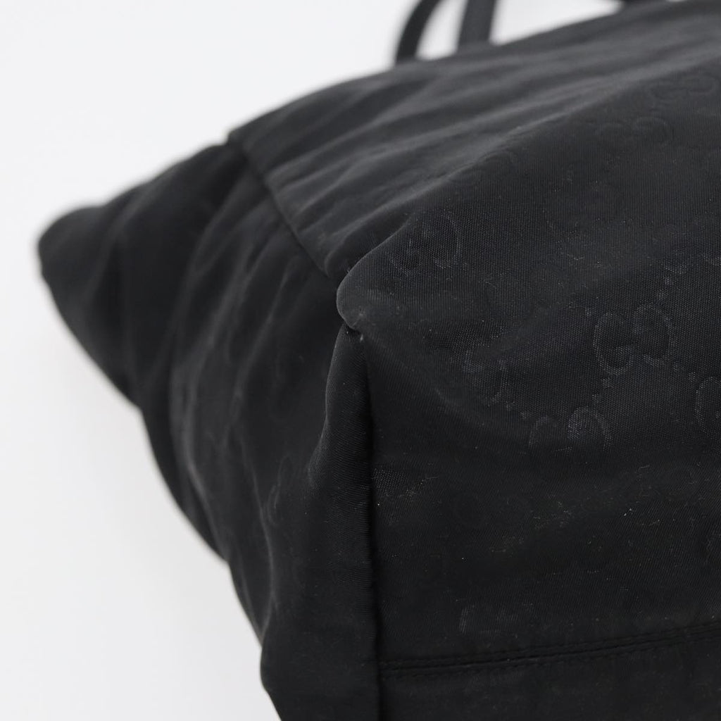 GUCCI GG Canvas Tote Bag Nylon Black Gold 282439 89135