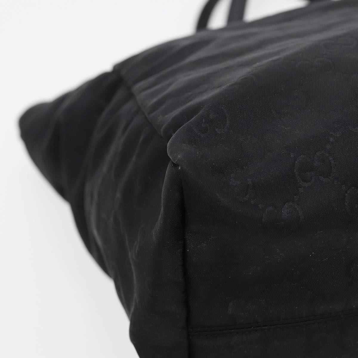 GUCCI GG Canvas Tote Bag Nylon Black Gold 282439 89135