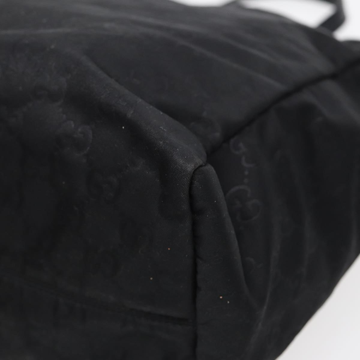 GUCCI GG Canvas Tote Bag Nylon Black Gold 282439 89135