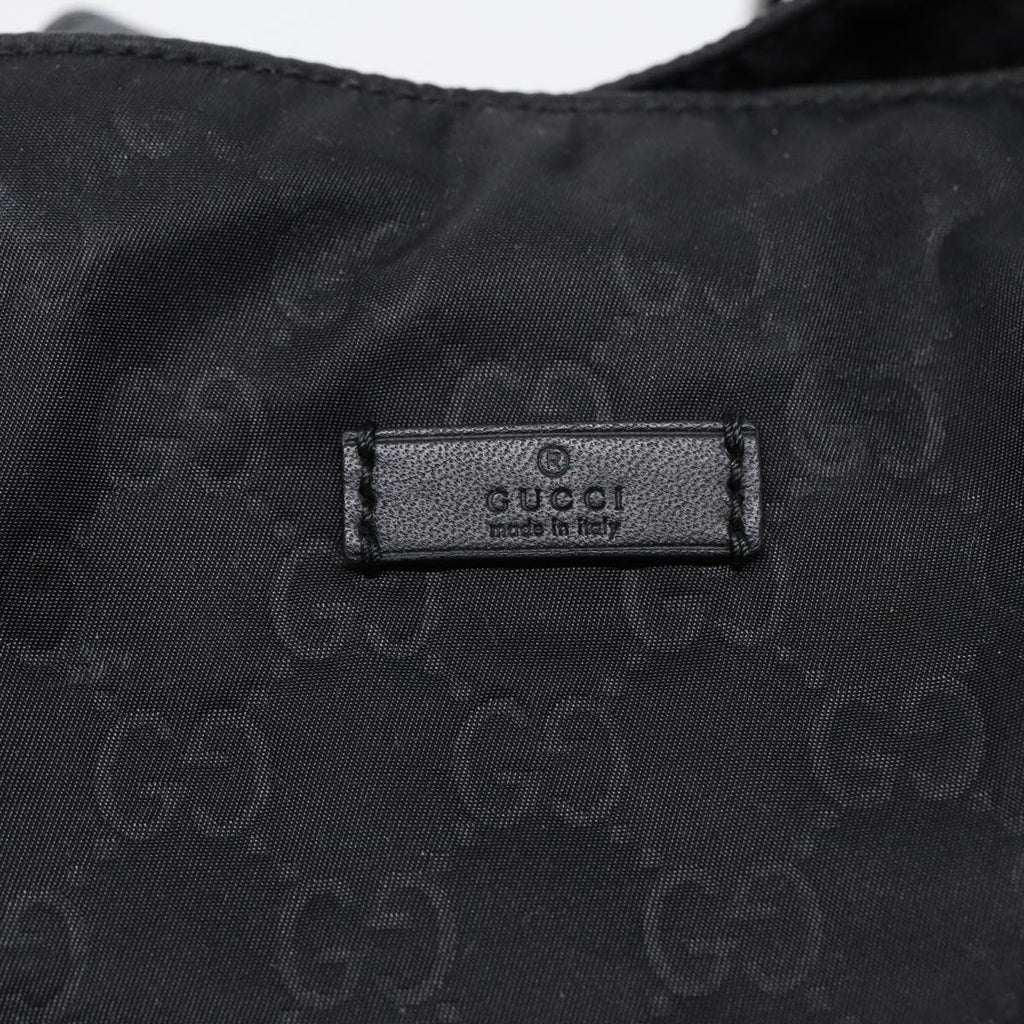 GUCCI GG Canvas Tote Bag Nylon Black Gold 282439 89135