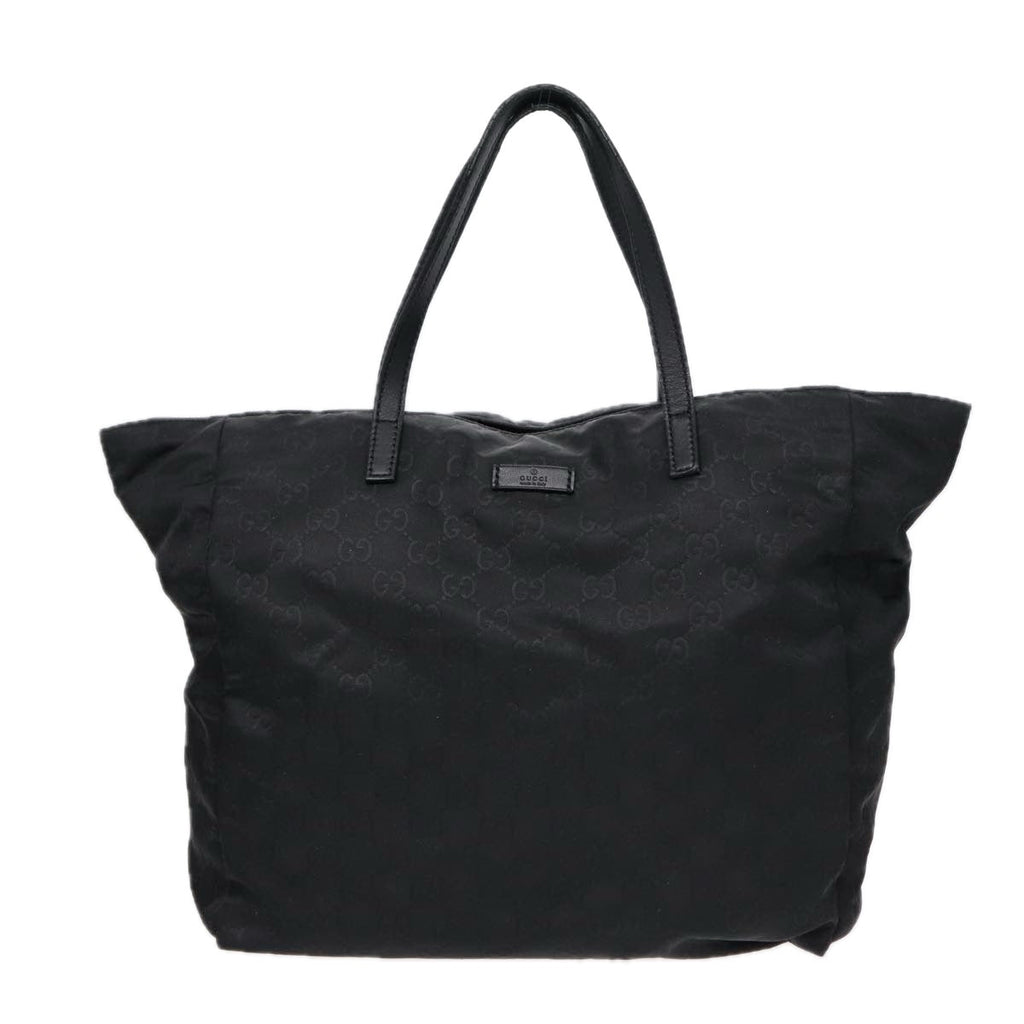 GUCCI GG Canvas Tote Bag Nylon Black Gold 282439 89135
