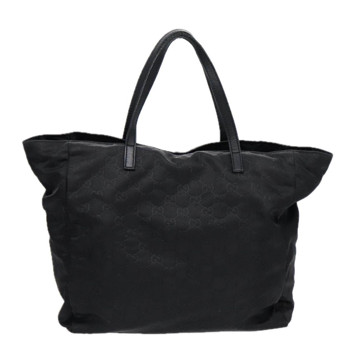 GUCCI GG Canvas Tote Bag Nylon Black Gold 282439 89135