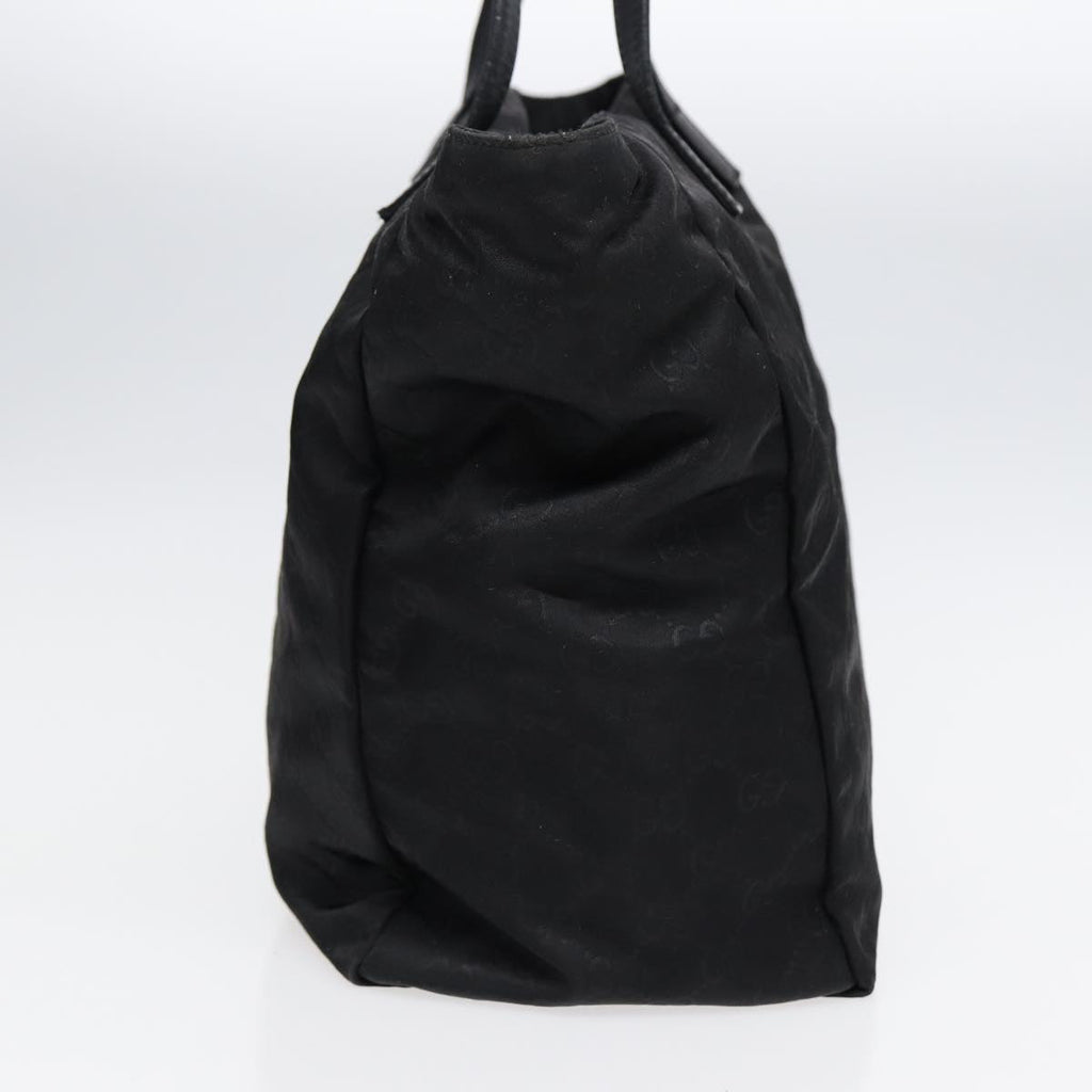 GUCCI GG Canvas Tote Bag Nylon Black Gold 282439 89135