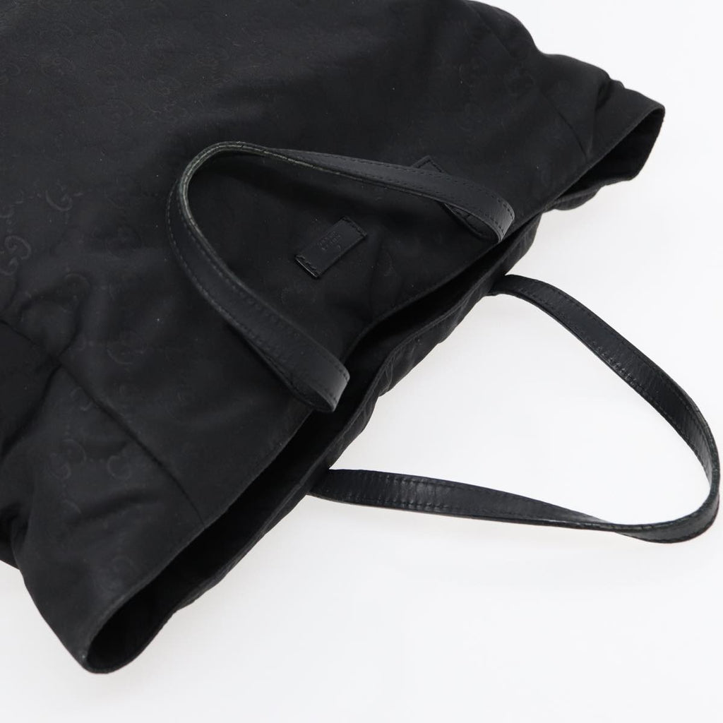 GUCCI GG Canvas Tote Bag Nylon Black Gold 282439 89135