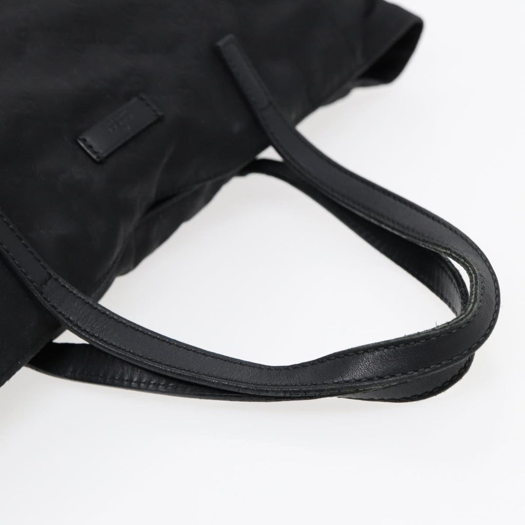 GUCCI GG Canvas Tote Bag Nylon Black Gold 282439 89135