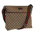 GUCCI GG Canvas Web Sherry Line Shoulder Bag Beige Silver Red 189751 89136