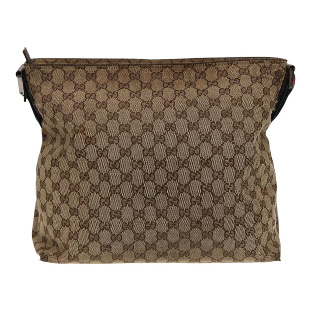 GUCCI GG Canvas Web Sherry Line Shoulder Bag Beige Silver Red 189751 89136