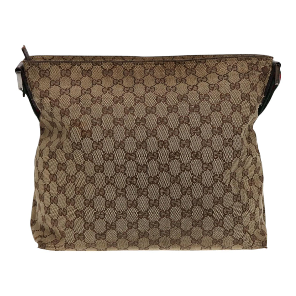 GUCCI GG Canvas Web Sherry Line Shoulder Bag Beige Silver Red 189751 89136
