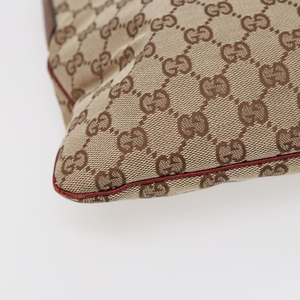 GUCCI GG Canvas Shoulder Bag Beige Silver 113013 89137