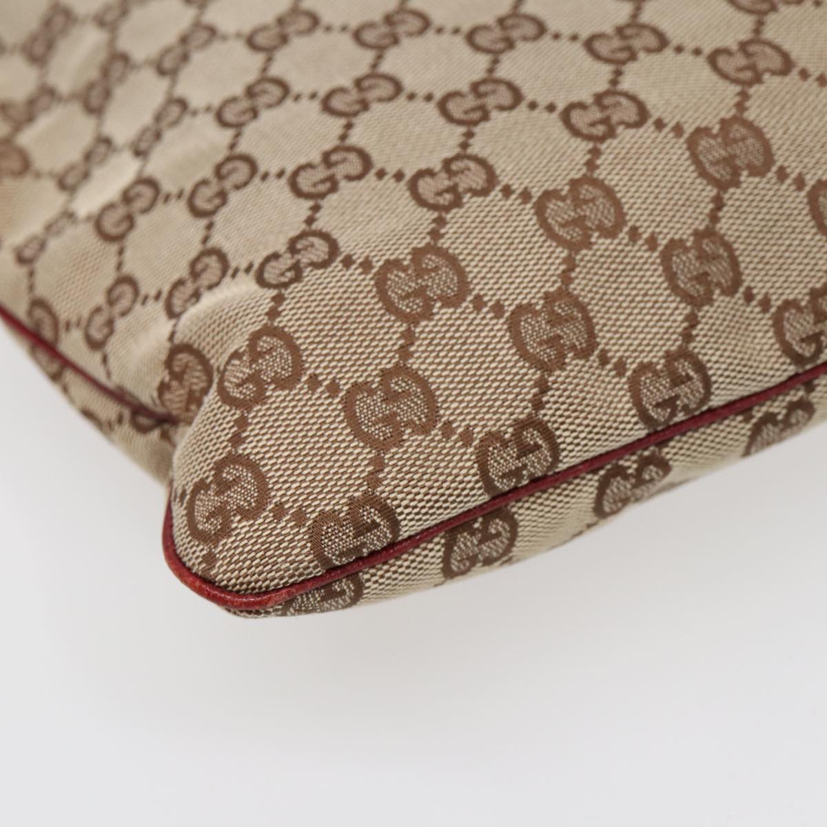 GUCCI GG Canvas Shoulder Bag Beige Silver 113013 89137