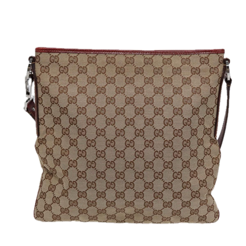 GUCCI GG Canvas Shoulder Bag Beige Silver 113013 89137