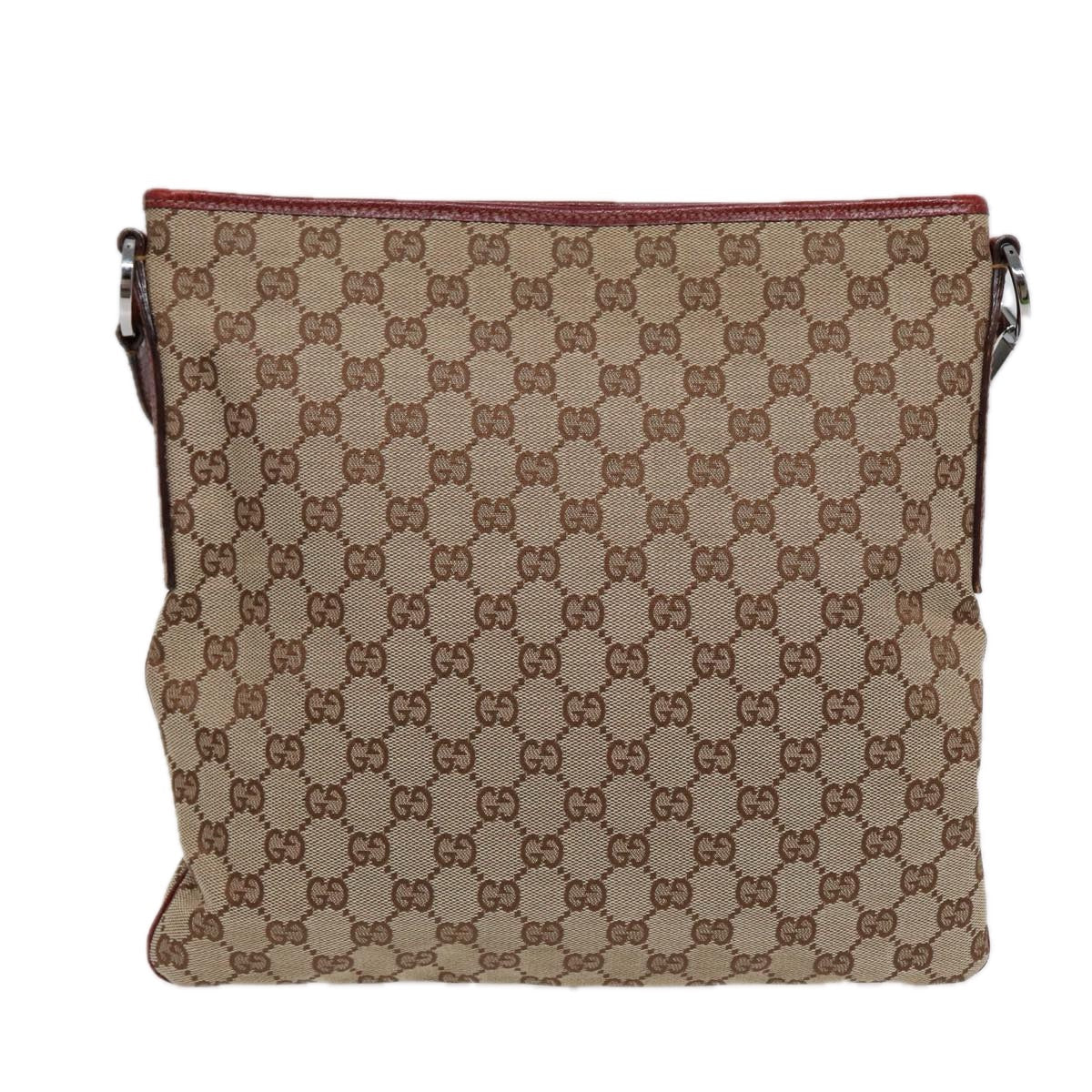 GUCCI GG Canvas Shoulder Bag Beige Silver 113013 89137