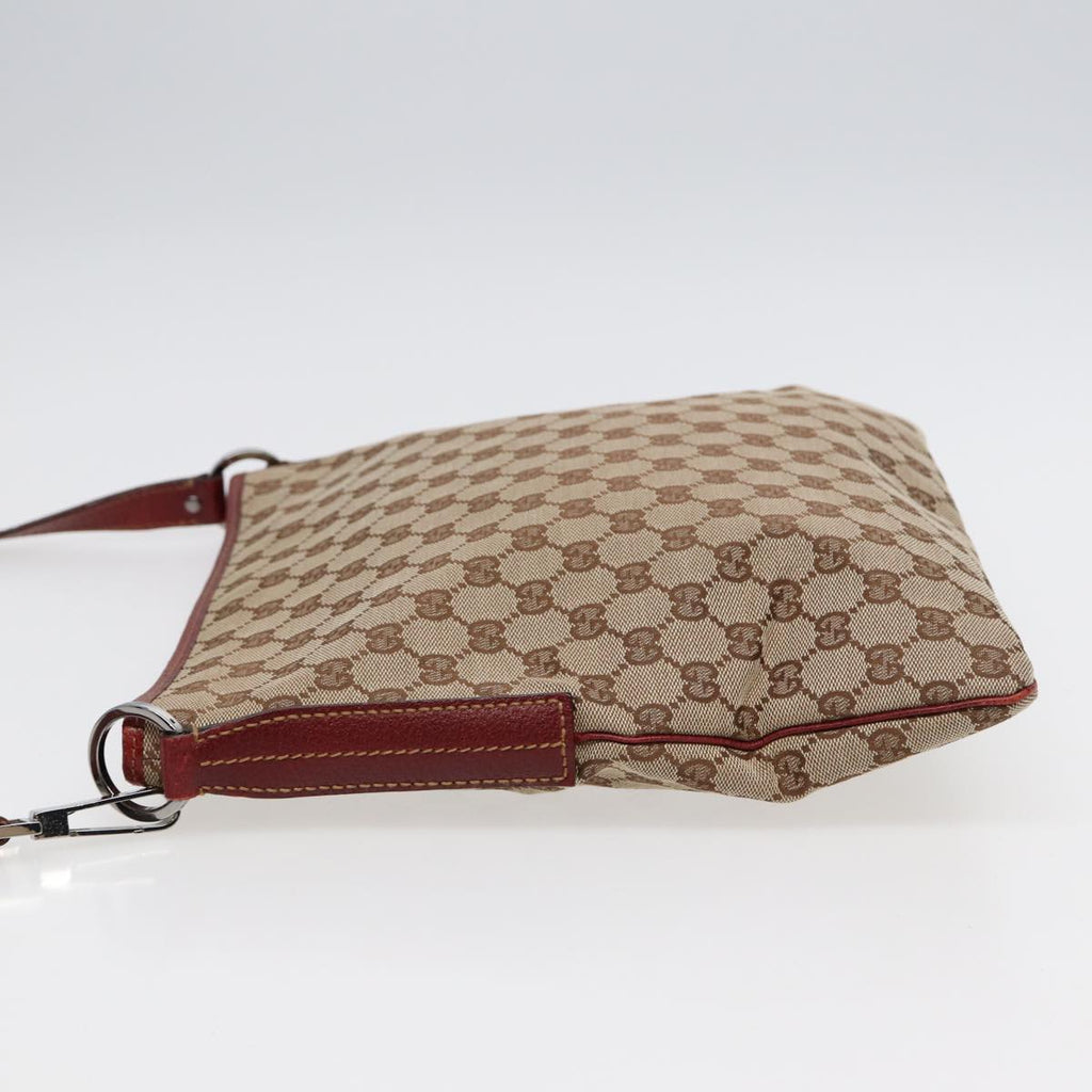 GUCCI GG Canvas Shoulder Bag Beige Silver 113013 89137