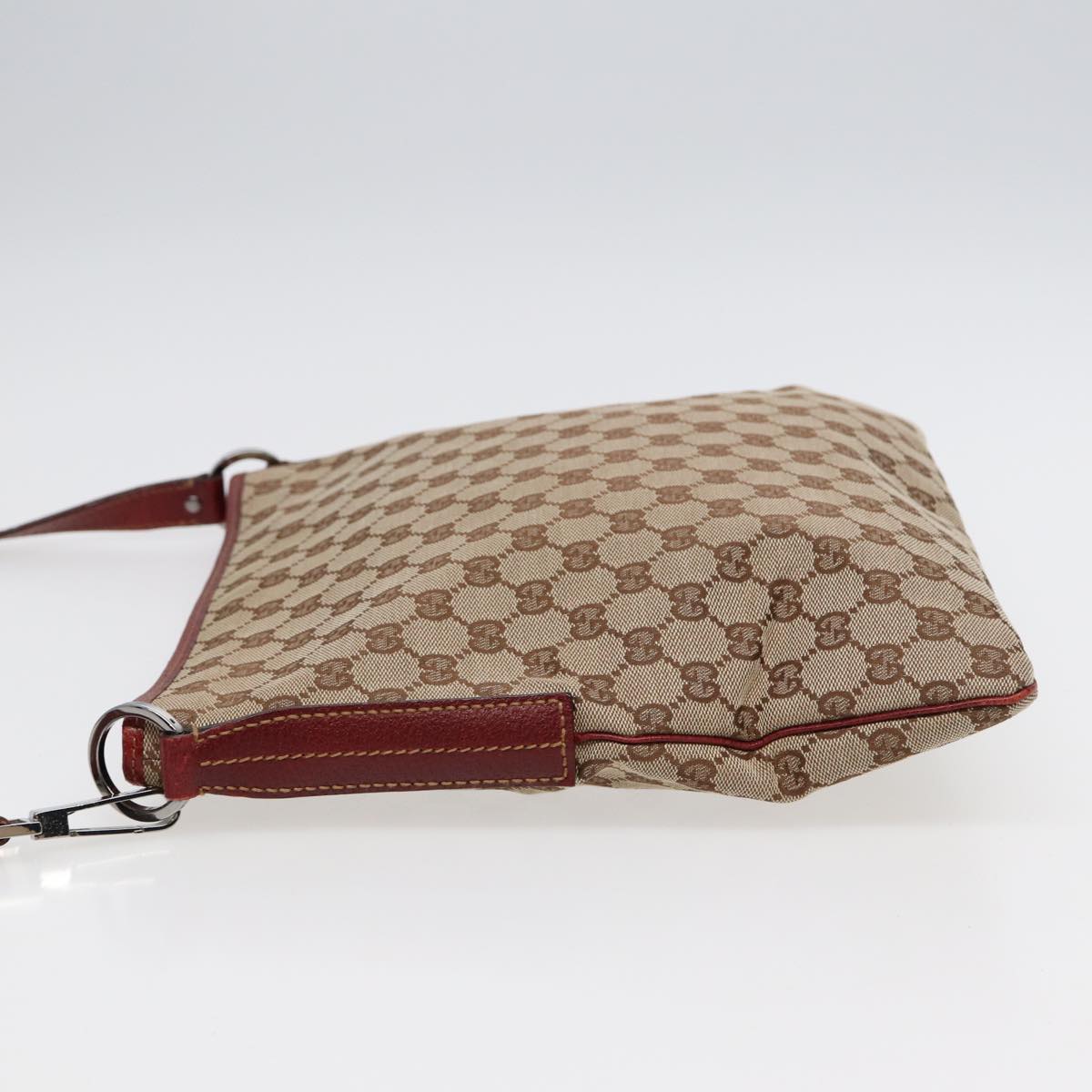 GUCCI GG Canvas Shoulder Bag Beige Silver 113013 89137